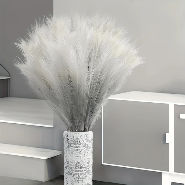 5pcs Artificial Pampas Grass Faux Reed Grass, Reed Flower With Fluffy Stems Reed